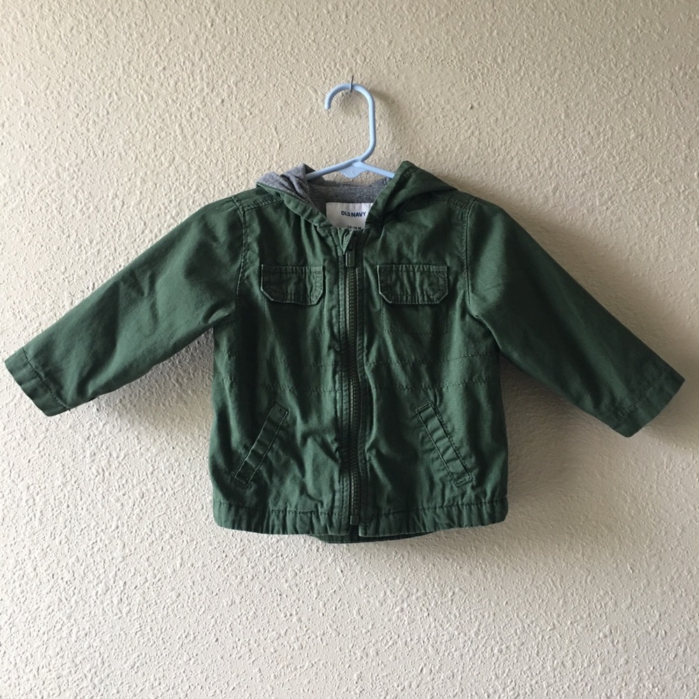 OLD NAVY Baby 12-18m Green Hooded Utility Jacket